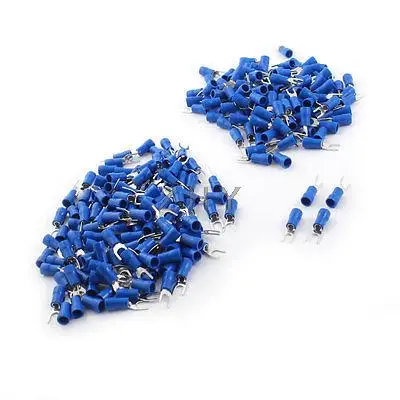 

300Pcs Blue Insulated Fork Terminal Connector 4.5mm for 16-14AWG Wire
