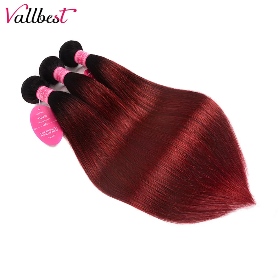 Vallbest Ombre прямые пучки волос 1B/99J # бразильские 3 шт./лот не линяют запутывают Remy