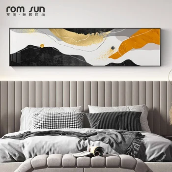 

Wall Poster Print Abstract Orange and Black Color Blocks Canvas Painting Modern Picture for Living Room Bedside Home Decoration
