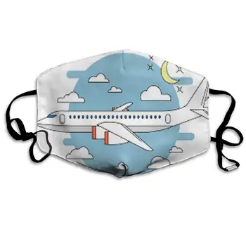 

Mouth Mask Airplane Flying Ocean Print Masks - Breathable Adjustable Windproof Mouth-Muffle, Camping Running for Women and Men