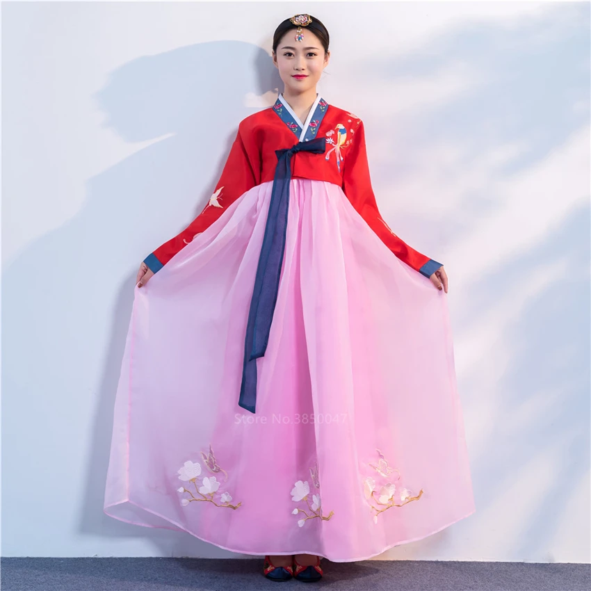 Orthodox Hanbok Folk Women Traditional Costume Korean Dress Elegant Princess Palace Costume Korea Emboridery Wedding Party