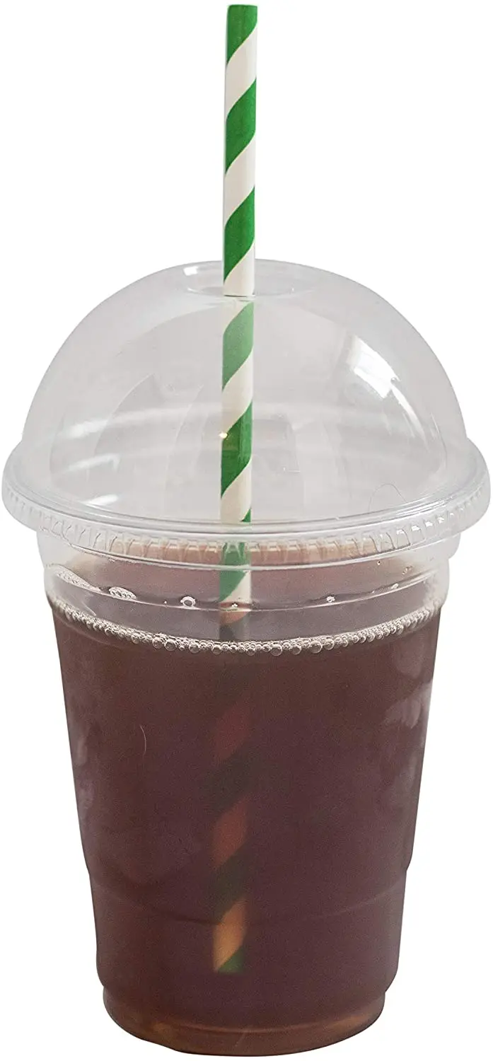 [100 Pack] 16 oz Clear Plastic Cups with Dome Lids, Disposable Iced Coffee  Cups, BPA Free Crystal Bo…See more [100 Pack] 16 oz Clear Plastic Cups with