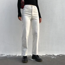 Dżinsy damskie workowate dżinsy damskie 2020 dżinsy dla mamy wysokiej talii białe luźne myte moda proste spodnie dżinsowe Vintage Streetwear tanie tanio BIAO SHENG COTTON Pełnej długości CN (pochodzenie) Osób w wieku 18-35 lat BS13 JEANS WOMEN Pani urząd Zmiękczania