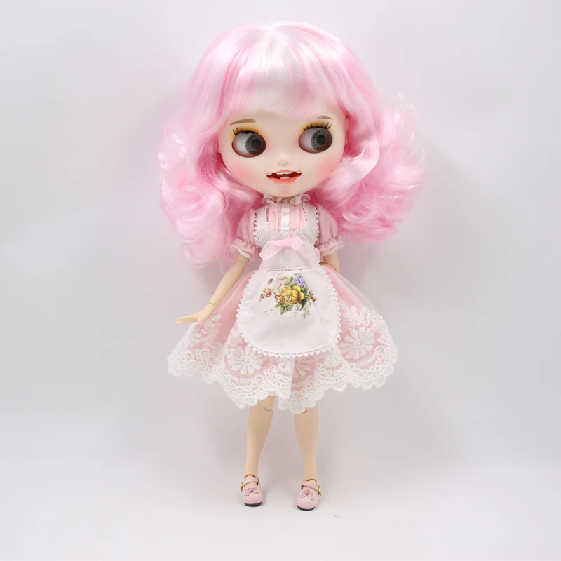 Кукла Blyth 1/6 bjd 150BL1017/136 белая кожа 19 суставов тела короткие кудрявые Смешанные розовые и белые волосы и улыбающееся лицо для макияжа 30 см девушка