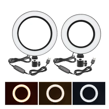 

New 2 in 1 LED Selfie Ring Light and Dressing Light with Holder USB Plug Tripod 3500k-5500k Color Temperature 16/21cm