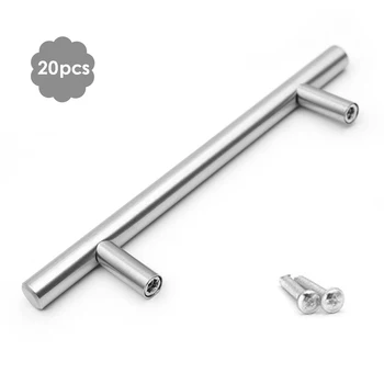 

20pcs Stainless Steel Bar Handles Cupboard Cabinet Wardrobe Hollow Handles with Screws (8in) Hardware Home Improvement
