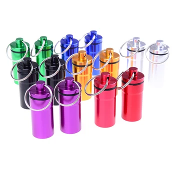 

2pcs Aluminum Pill Box Portable Mini Pill Container Bottle Storage Case Keychain Medicine Bottle
