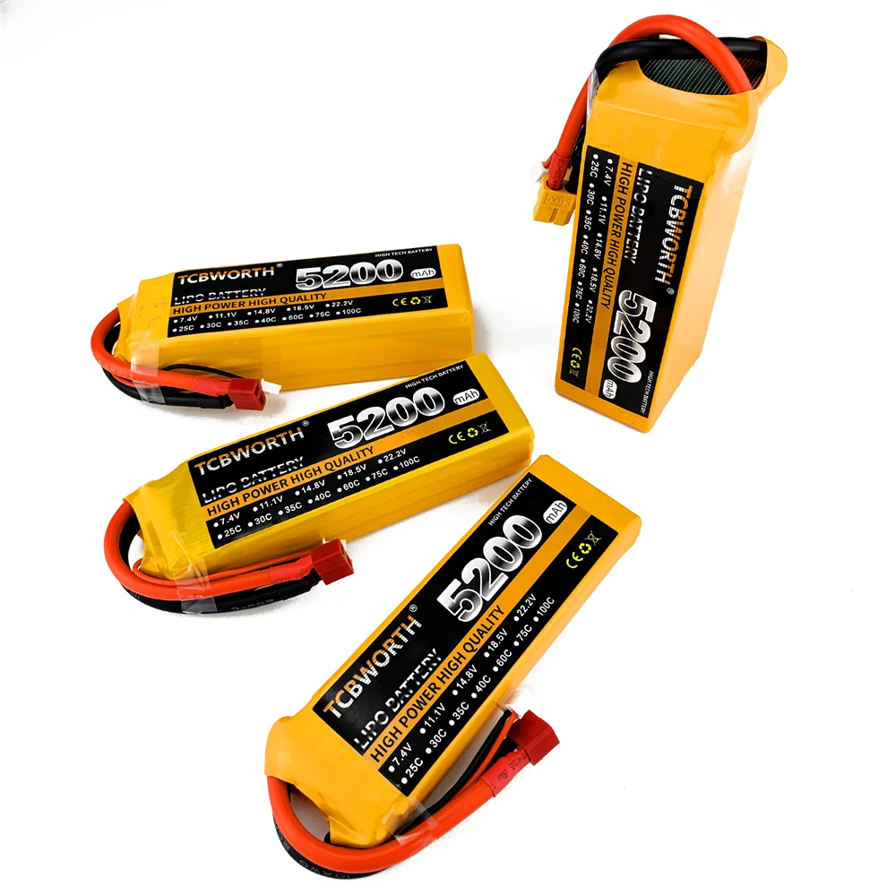 

7.4V 11.1V 14.8V 22.2V 5200mAh 35C 2S 3S 4S 6S RC LiPo Battery For RC Aircraft Car Boat Drone Quadcopter Airplane LiPo Battery