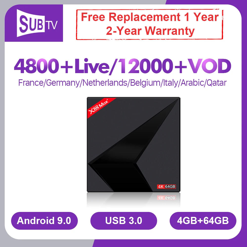 

Full HD IPTV France Italy Portugal IP TV Code 1 Year X88 MAX Android TV Box IPTV France Arabic UK Turkey Canada Subscription