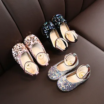 

Sweet Little Toddler Children Girls Summer Sequins Glitter Sandals Shoes For Girls Princess Party Wedding Leather Shoes New 2020