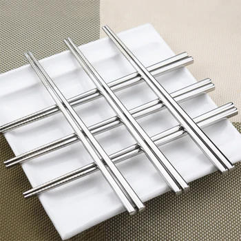 

304 Stainless Steel Chopstick Japanese Chopsticks Korean Chop stick Set Anti-skid Metal Square Chinese Food Cutlery Dinnerware