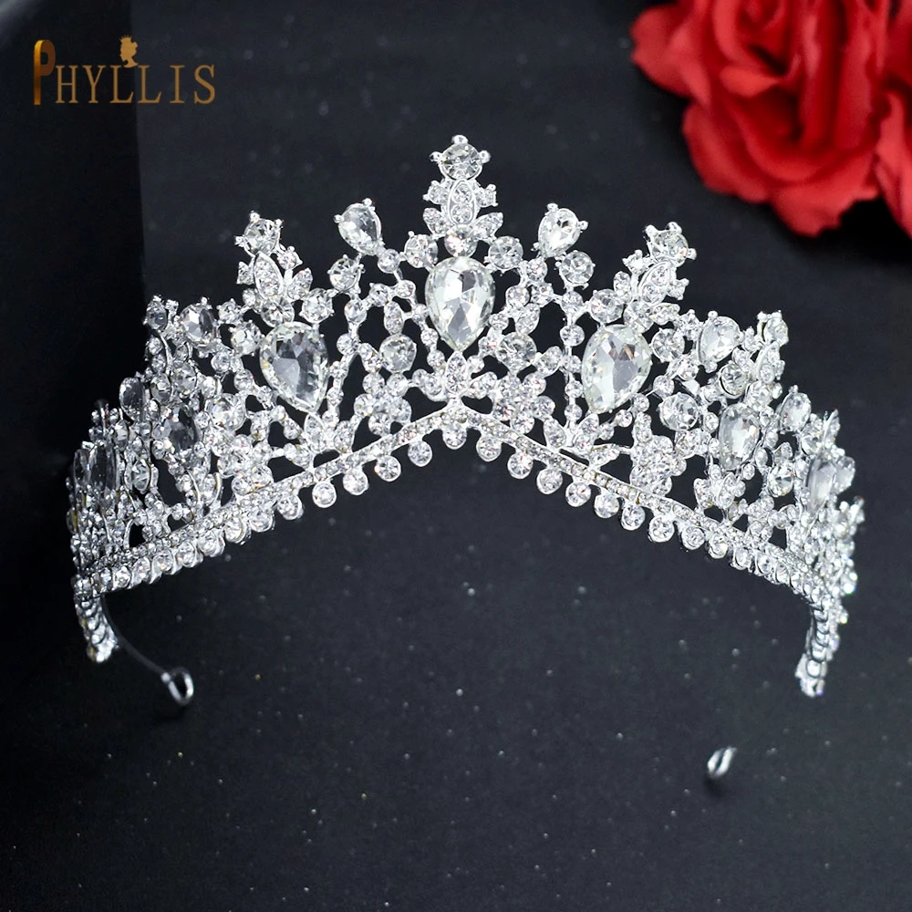 A158 Golden Bridal Crown Hair Accessories Crystal Women Tiaras Rhinestone Headband Vintage Wedding Hair Jewelry Bride Headwear