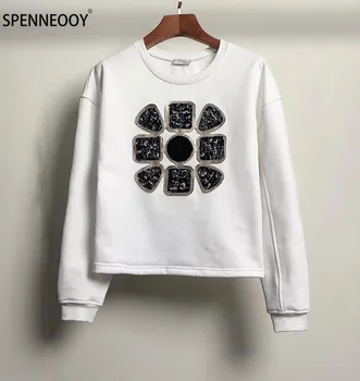 

SPENNYMOOR 2020 Designer Brand Autumn Runway Fashion White Sweatshirts Women Long Sleeve Casual Pullover Sweatshirts