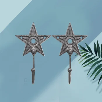

2PCS Practical Creative Star Shape Durable coat hooks wall hanging hooks iron hooks for Home Shop Decoration