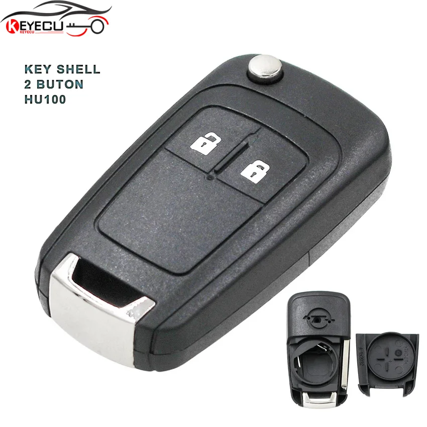 KEYECU For Opel Astra J Zafira B Insignia Adam Cascade Karl C 2B Flip Remote Key Shell Case HU100 Uncut Blank |