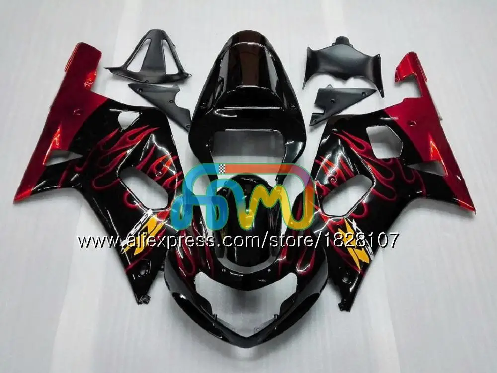 No. 17 Черный Пламя+ майка K1 для SUZUKI GSXR-600 GSXR750 GSXR 600 750 CC ввиде горшка 01-03 93BS. 20 GSX-R750 GSXR600 01 02 03 2001 2002 2003 обтекатель - Цвет: No. 17