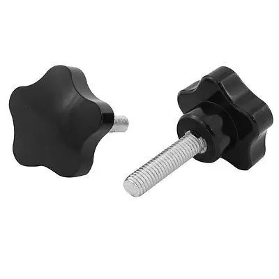 

2 Pcs Machine Tool M8 x 30 Male Thread 40mm Dia Bakelite Knobs Handle Black