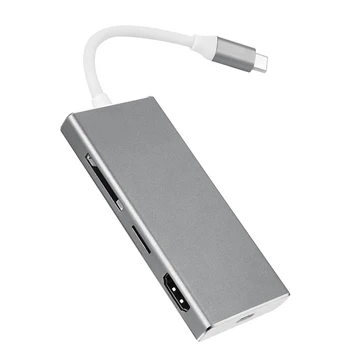 

7In1 Type-C Adapter Type C to Hdmi 4K Type-C Hub Adapter USB 3.0 3Ports for SD and TF Card Type-C Charger for Phone