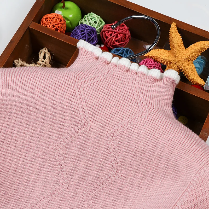 

Girl'S Sweater 2019 New Style Children Baby Autumn And Winter Warm Base Shirt Children Collar Knitted Pullover