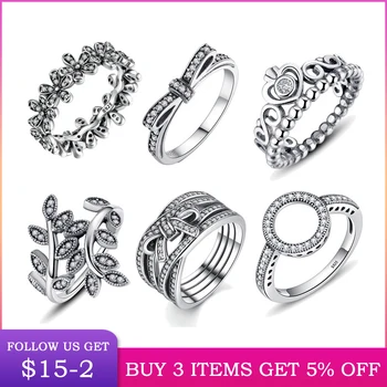 

LByzHan Hot Sale 100% 925 Sterling Silver Rings Wholesale Popular Flower Lucky Rings For Women Jewelry Making Dorpshipping