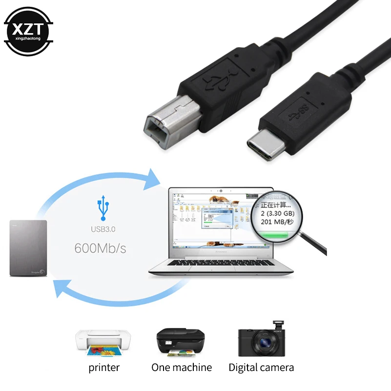 USB 3,1 type C штекер к USB 2,0 type B Мужской USB удлинитель для телефона жесткий диск удлинитель шнура