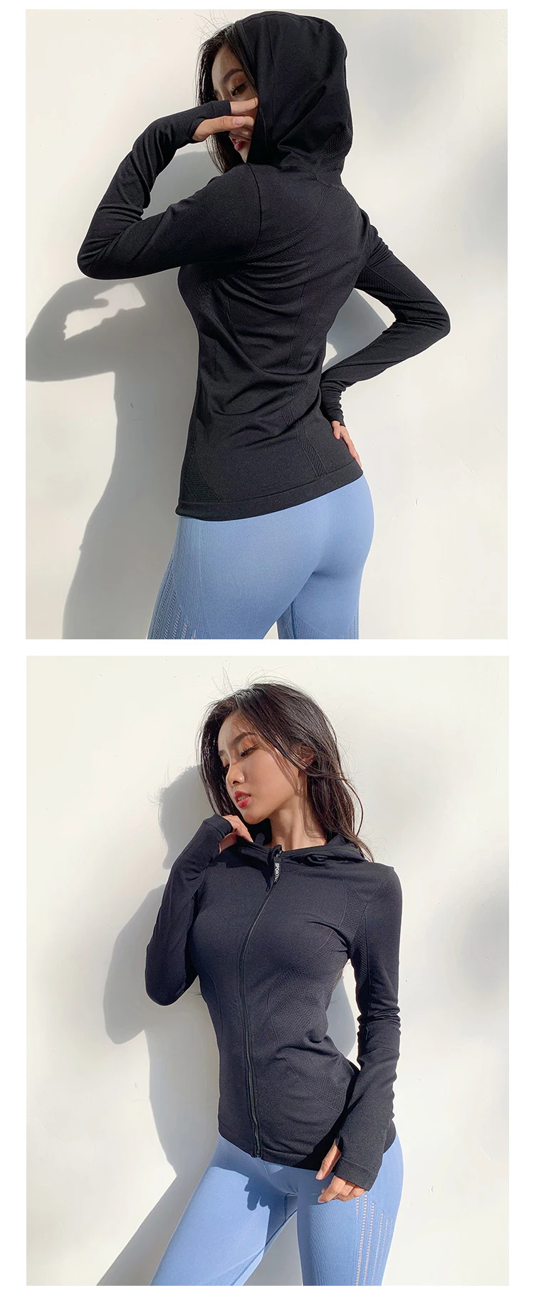 Wmuncc Energy Seamless Running Jacket Women Hoodie Sports Yoga Shirts Zipper Fitness Gym Tops Long Sleeves Sportswear Stretch