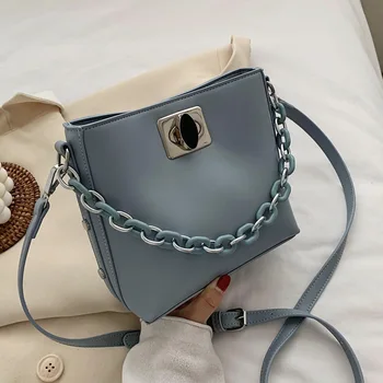 

Acrylic Chain Bucket Bag for Women Messenger Bag 2020 New Solid Color Women's S Shoulder Bags Fashion Ladies Handbag black tote
