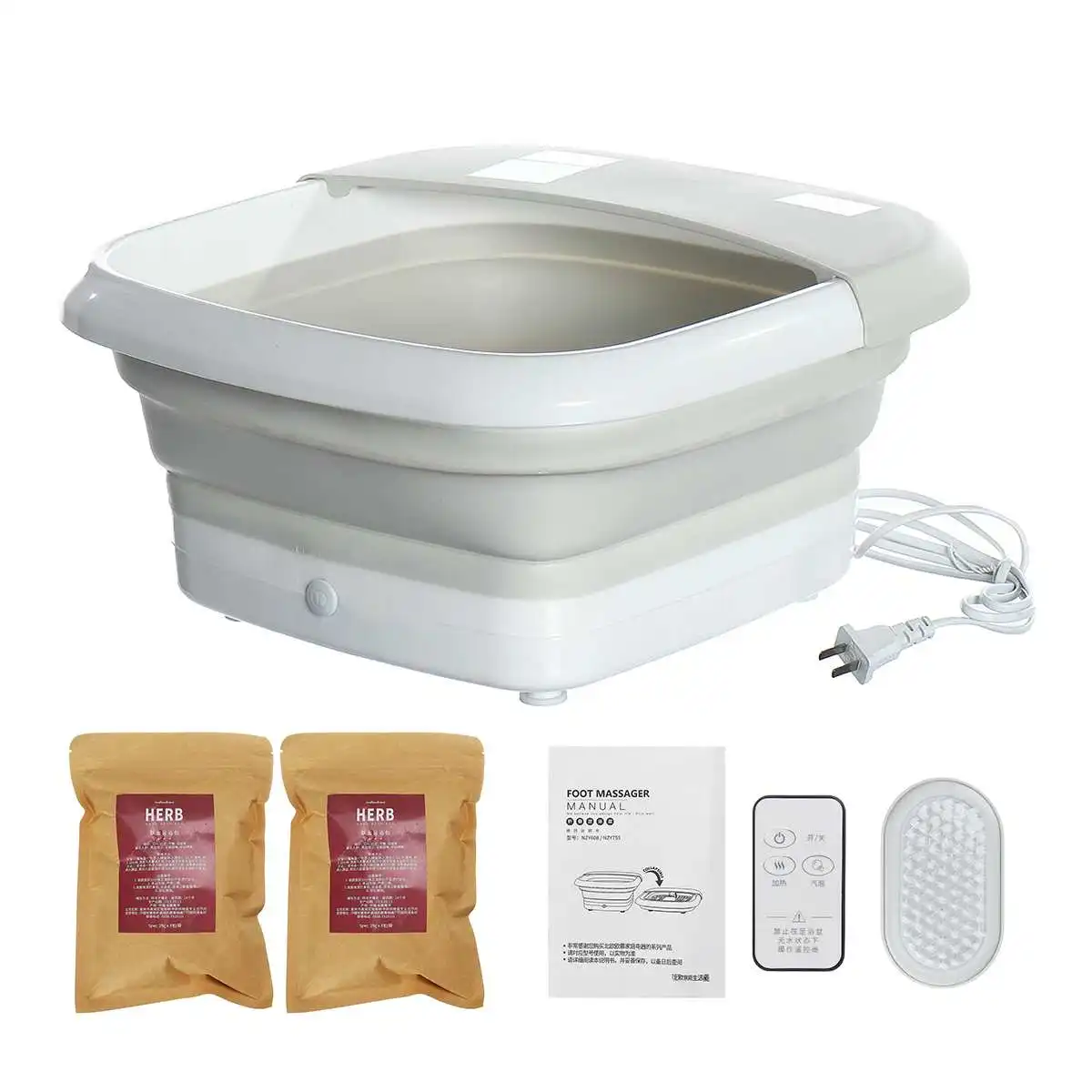 

Foot Spa Massager Self-Service-Roller-Bath Massager Bubble Heat HF Vibration Red Light Relax Health Massage Bucket Footbath