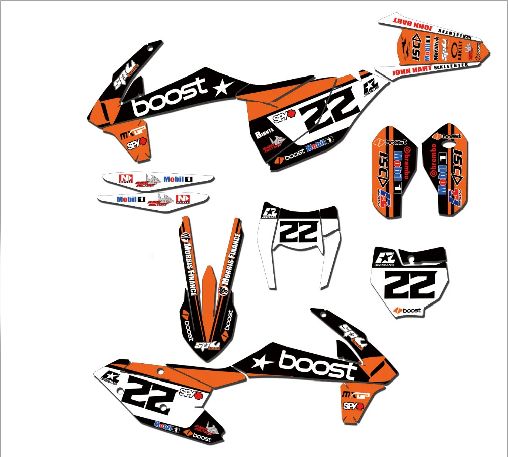 Для KTM графика команды на заказ наклейки для KTM 125 250 300 350 400 450 500 XC EXC XCF SX SXF