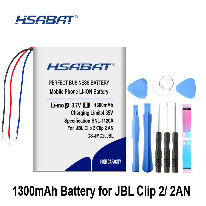 HSABAT GSP383555 1300mAh аккумулятор для JBL Clip 2, клип 2 AN, CLIP2BLKAM, CS056US, P04405201 батареи
