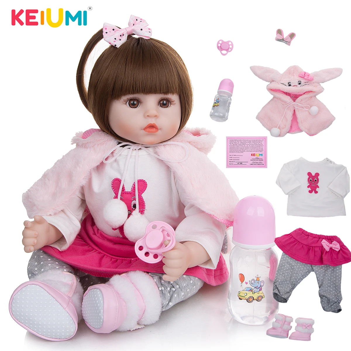 

KEIUMI Soft Cotton Body Realistic Baby Dolls Fashion Princess Girl Doll Baby Reborn Toys Cosplay Rabbit Toddler Birthday Gifts
