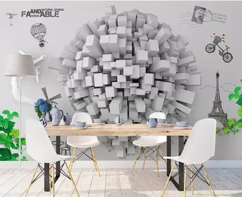 

CJSIR Custom Wallpaper Nordic Three-dimensional Ball Paris Tower TV Background Wall Mural Home Decoration Mural 3d Wallpaper