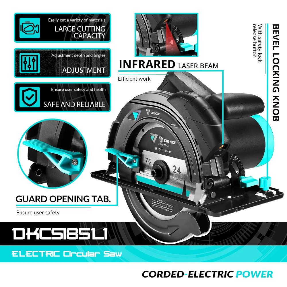 DEKO DKCS185L1 מסורי 185mm/1500W, רב 