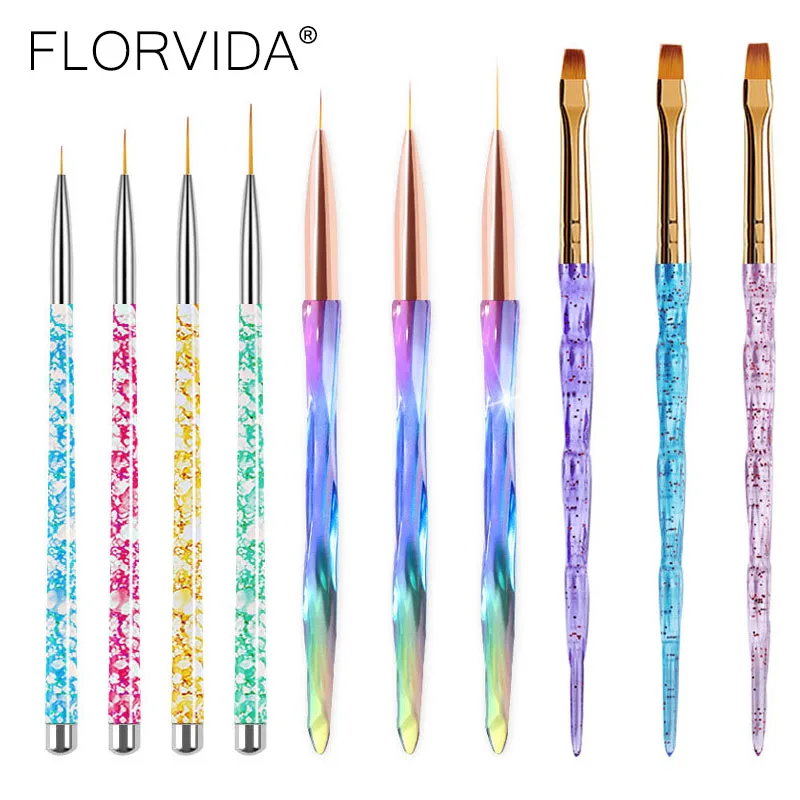 Набор кистей для рисования ногтей FlorVida 3 шт. профессиональные инструменты