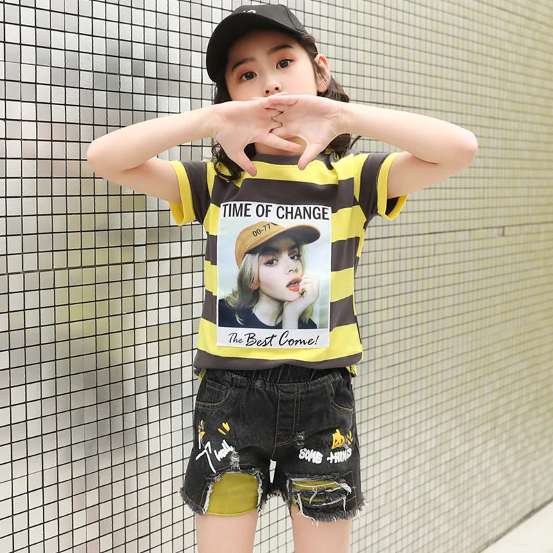 Cena Lato paski projekt dziecko dziewczyny ubrania zestawy stroje topy spodnie