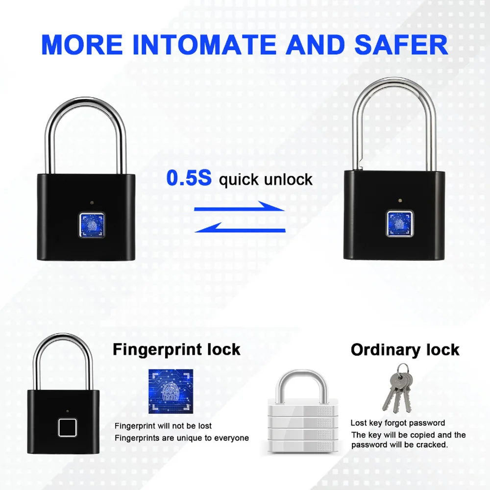 Замок отпечатка пальца Умный Замок отпечаток пальца дверной замок портативный водонепроницаемый Противоугонный замок отпечатка пальца для сумки ящика чемодана