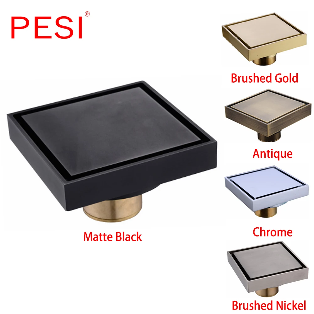 

Tile Insert Square 100% Brass Floor Waste Grates Bathroom Shower Drain Floor Drain Antique Anti-odor Drain Hair Invisible.