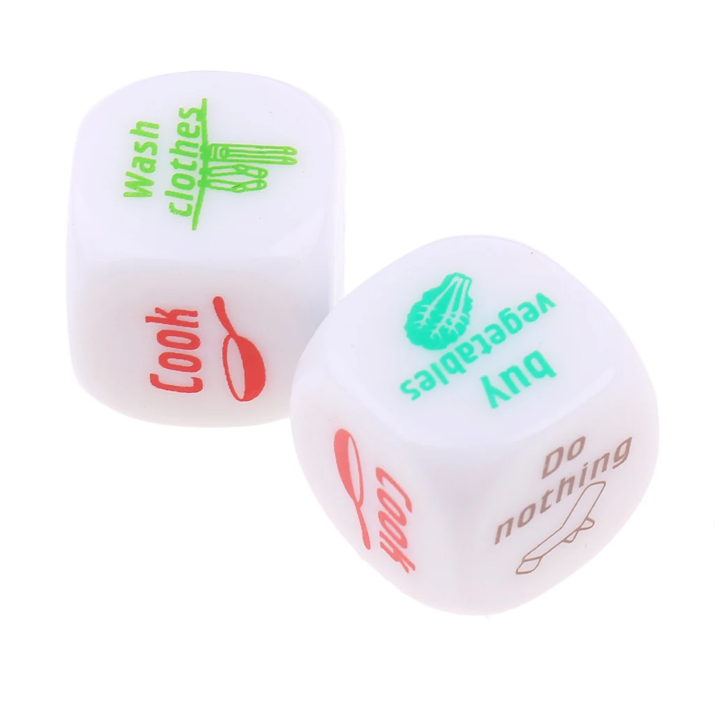 2Pc Six Sided Acrylic D6 Dice Dies for Family Housework Distribution Decider
