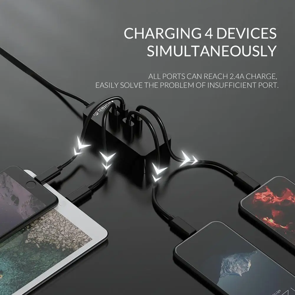 USB зарядное устройство ORICO Mini 4 порта настольное 5V4A 20 Вт адаптер для планшетов samsung