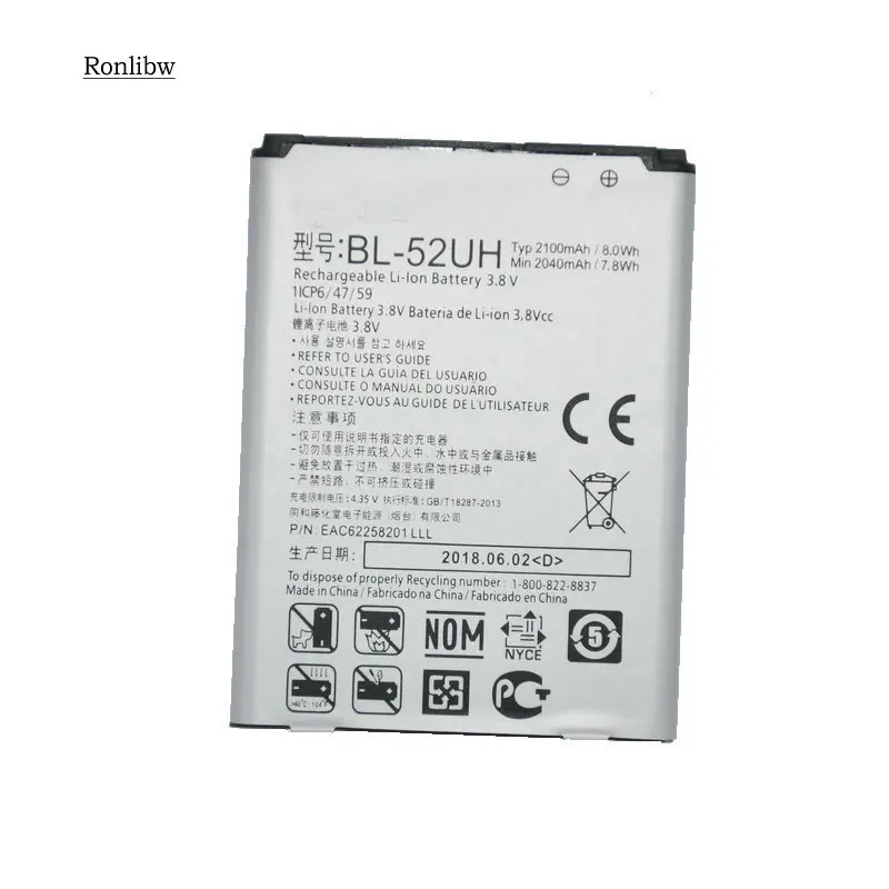 Ronlibw 2040mAh BL-52UH Battery Replacement for LG Spirit H422 D280N D285 D320 D325 DUAL SIM H443 Escape 2 VS876 MS323 L65 L70 | Мобильные