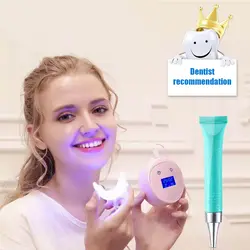 Зубные скобы светодиодный Семейный Мини Отбеливание зубов очиститель зубов набор для отбеливания зубов с светодиодная Лазерная очистка