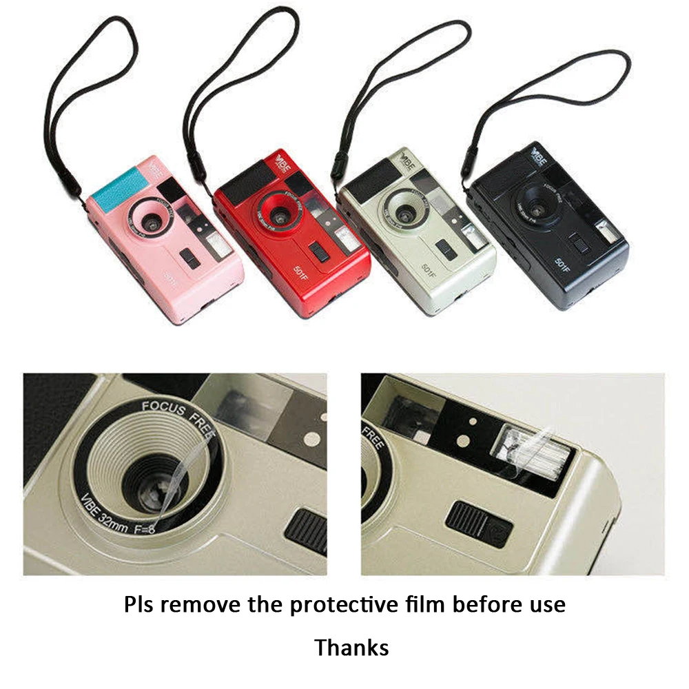 para a Vibração Tolo com Flash Alemã Câmera Reutilizável Não-descartável Filme Retro 135 Preto - Vermelho Champanhe Prata Rosa 501f - Image 6