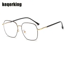 Винтажные очки с золотой металлической оправой, мужские и женские солнцезащитные очки, ретро очки с квадратными оптическими линзами, очки для девушек с прозрачными линзами
