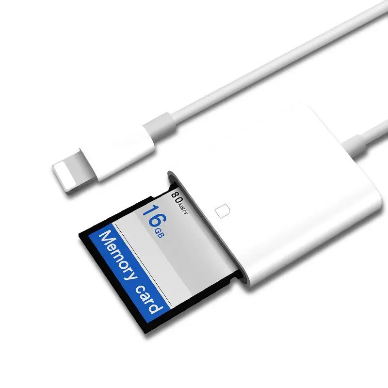 OTG Card Reader for Lightning to SD Smart Camera Card Readers Adapter for iPhone iPod Apple Memory Cards Use No APP Need