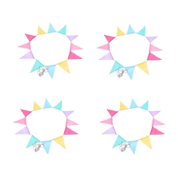 

4PCS Vintage Colorful Burlap Linen Bunting Flags Pennant for Happy Birthday Party Wedding Garland Decoration Candy Bar