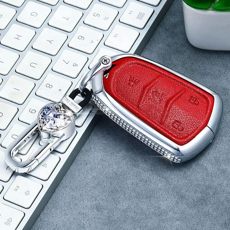 4button red 02 Роскошный алмаз Автомобильный Дистанционный ключ чехол для ключей для Cadillac ESV Cadillac Escalade CTS XTS SRX от АТС CT5 XT5 XT6 смарт-ключ - Название цвета: 4button red 02