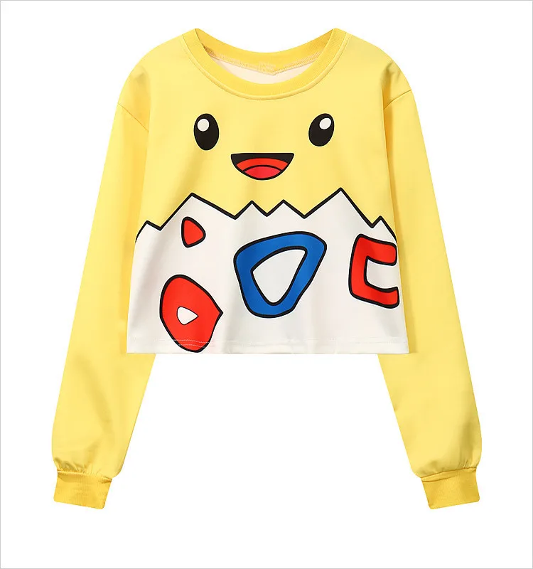 WY0996 Hiawatha женские милые толстовки с героями мультфильмов Осень Harajuku стиль o-образным вырезом Короткие топы свободный свитер с длинными рукавами WY0996 - Цвет: WY0996