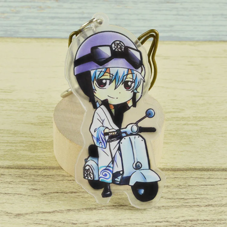 

Anime GINTAMA Cosplay Sakata Gintoki Kagura Keychain Double Sided Fashion Cartoon Keyring Key Chain Pendants High Quality.
