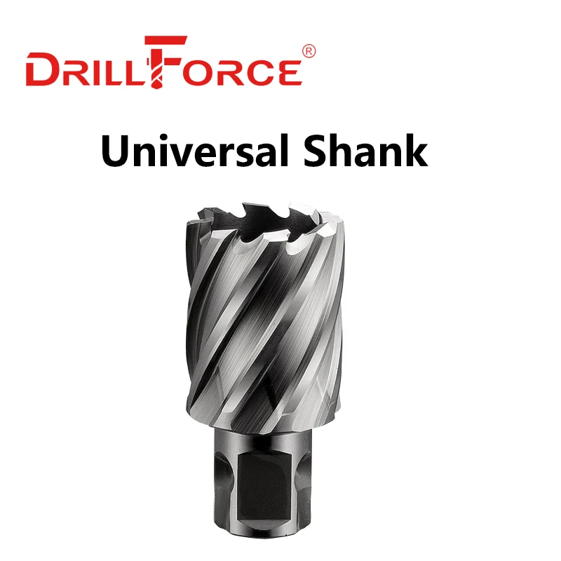 Drillforce 12-60mmx25mm HSS-E Annular Cutter Hole Saw Core Drill Bit For Magnetic Drill Universal/Weldon/Fein Quick-in Shank