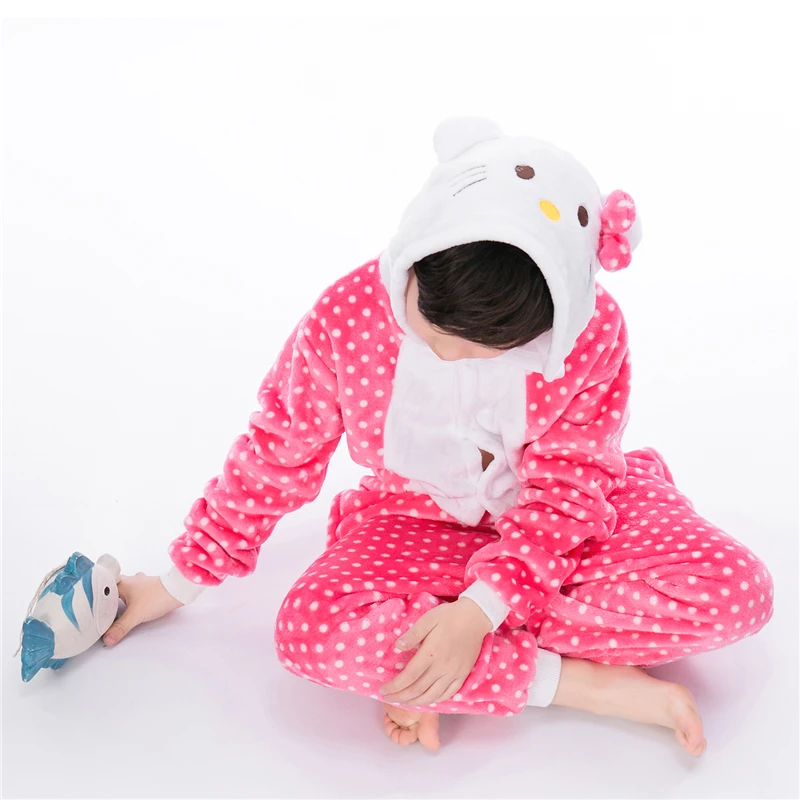 Kids Kigurumi Animal Pajams Sets for Boys Girls Winter Pikacuh Koala Onesie Flannel Warm Pyjamas Anime Cosplay Costume Nightwear anime cosplay female